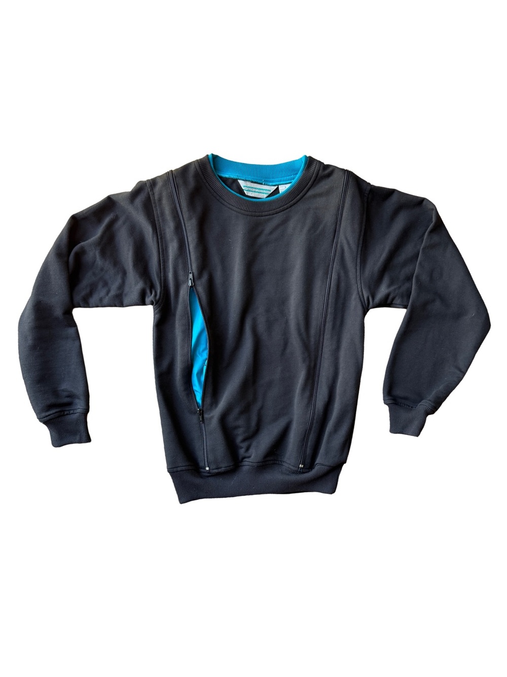 Men's Vtg Black Crewneck Sweatshirt with Blue Lining